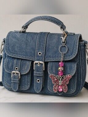 Pink Rhinestone Butterfly Bag Charm/Keychain
